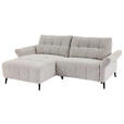 ECKSOFA  in Webstoff Grau Rücken echt, Armteilverstellung, Relaxfunktion  156/220 cm  - Schwarz/Grau, Design, Textil/Metall (156/220cm) - Carryhome