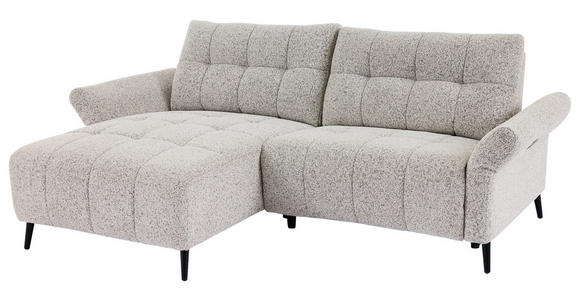 ECKSOFA  in Webstoff Grau Rücken echt, Armteilverstellung, Relaxfunktion  156/220 cm  - Schwarz/Grau, Design, Textil/Metall (156/220cm) - Carryhome