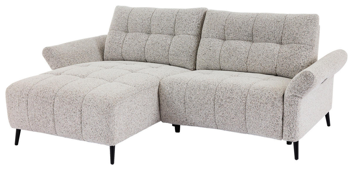ECKSOFA in Webstoff Grau  156/220 cm  - Grau/Nickelfarben, Design, Textil/Metall (156/220cm) - Carryhome