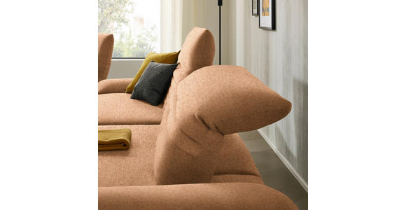 ECKSOFA  in Chenille Aprikose  280/170-195 cm  - Aprikose/Schwarz, Design, Textil/Metall (280/170-195cm) - Dieter Knoll