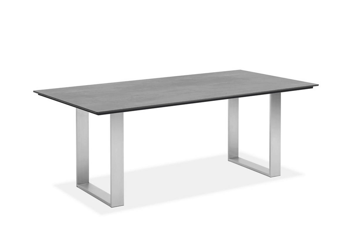 GARTENTISCH 220/95/76 cm Kunststoff Grau, Edelstahlfarben rechteckig  - Edelstahlfarben/Grau, Design, Kunststoff/Metall (220/95/76cm)