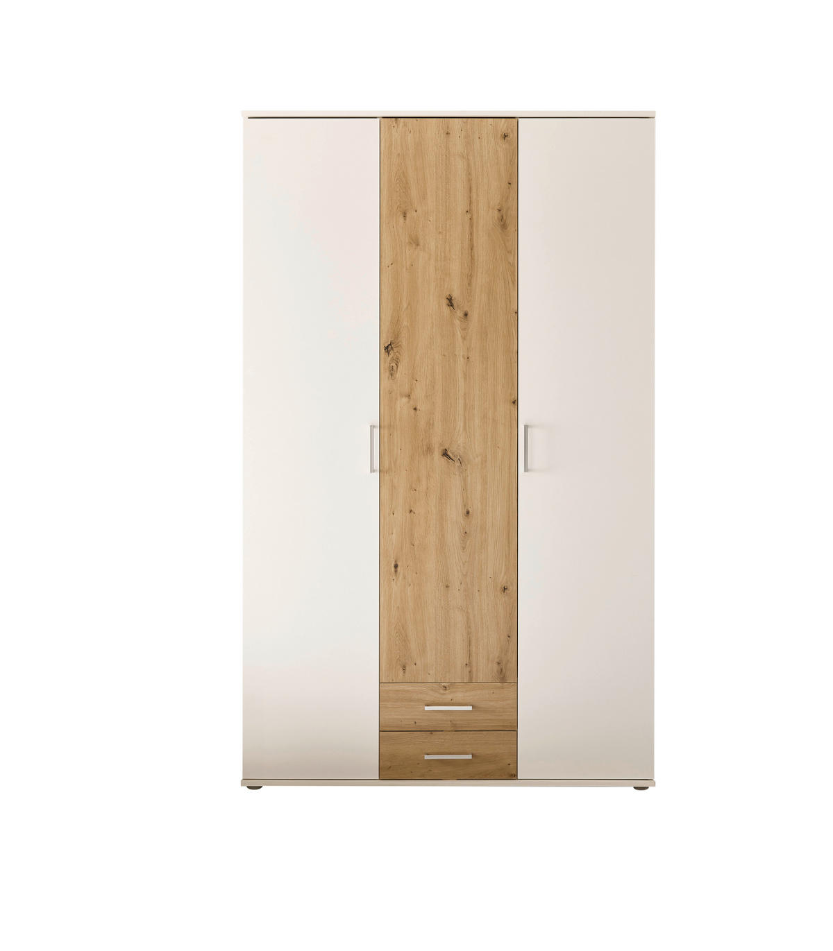 OMARA S KLASIČNIMI VRATI, bela, hrast artisan  - bela/barve aluminija, Moderno, umetna masa/leseni material (120/196,3/53,5cm) - Carryhome