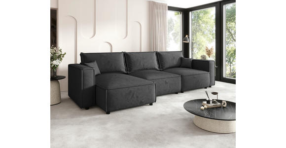 ECKSOFA Anthrazit Webstoff Zierkissen, Rückenkissen, Rücken echt  - Anthrazit/Schwarz, MODERN, Kunststoff/Textil (153/350cm) - Xora