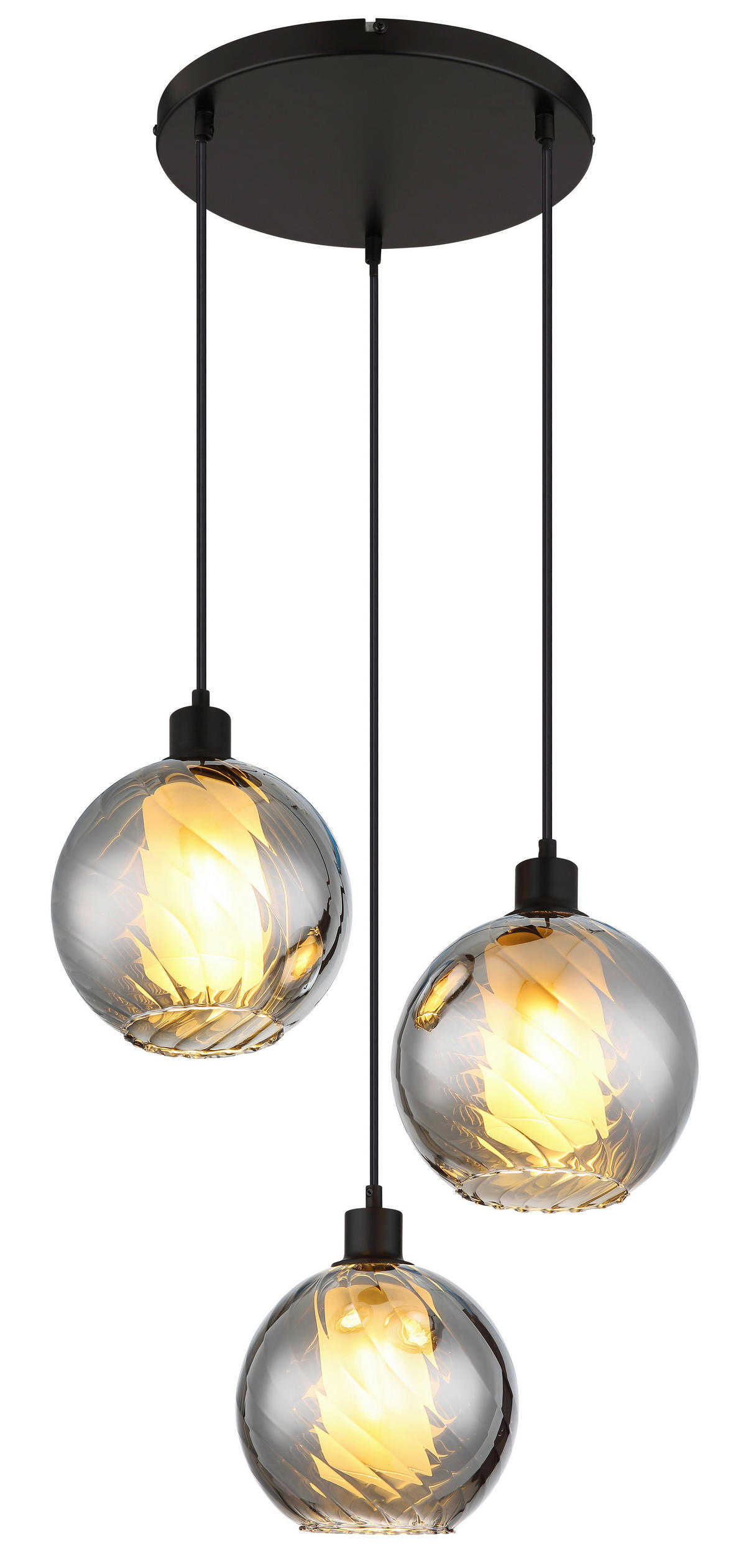 HÄNGELEUCHTE ULF  46 cm  - Schwarz/Weiß, Design, Glas/Kunststoff (46cm)