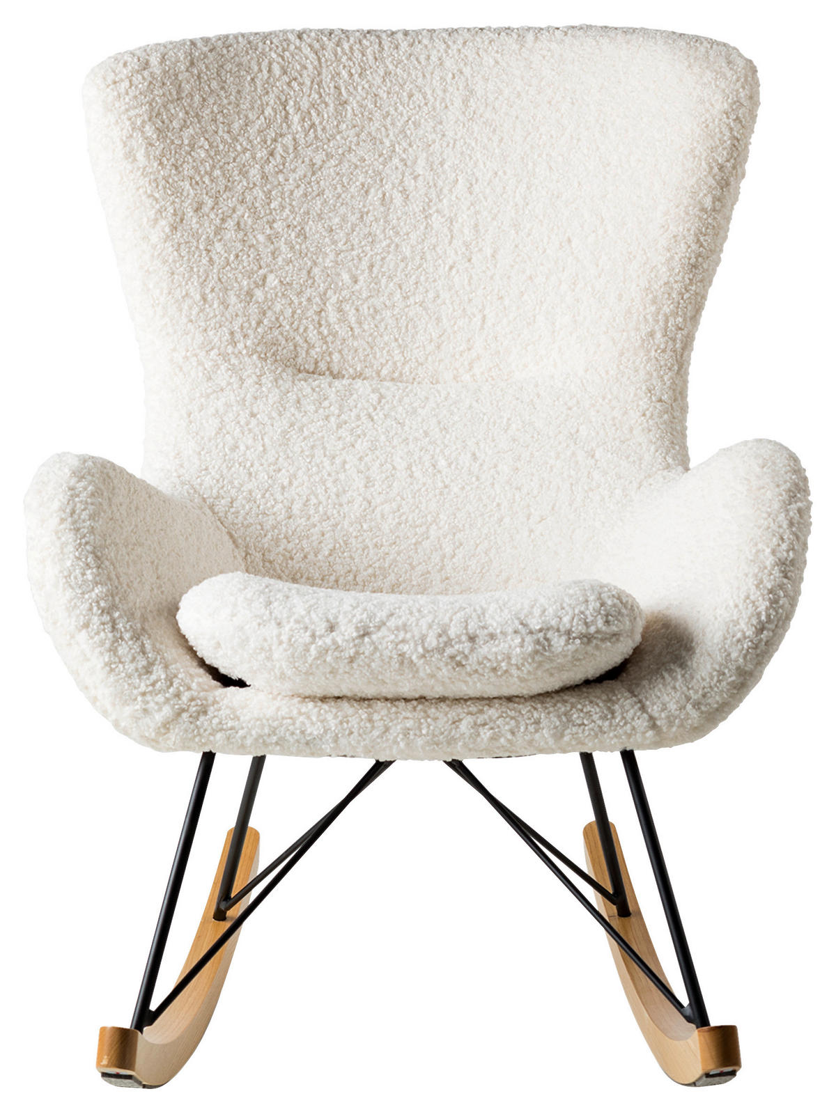 GUNGFÅTÖLJ i teddy tyg vit  - vit/svart, Modern, metall/trä (76/103/100cm) - home24