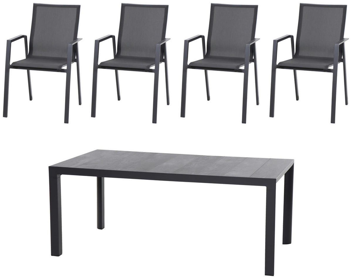 STAPELSESSEL Aluminium Anthrazit  - Anthrazit, Basics, Keramik/Kunststoff (100/88/180cm) - Siena Garden