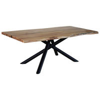 ESSTISCH in Metall, Holz 200/100/76 cm  - Schwarz/Akaziefarben, LIFESTYLE, Holz/Metall (200/100/76cm) - Landscape