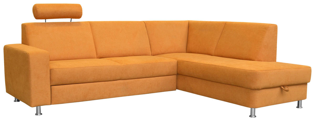 ECKSOFA in Chenille Gelb  198/248 cm  - Chromfarben/Gelb, Design, Kunststoff/Textil (198/248cm) - Xora