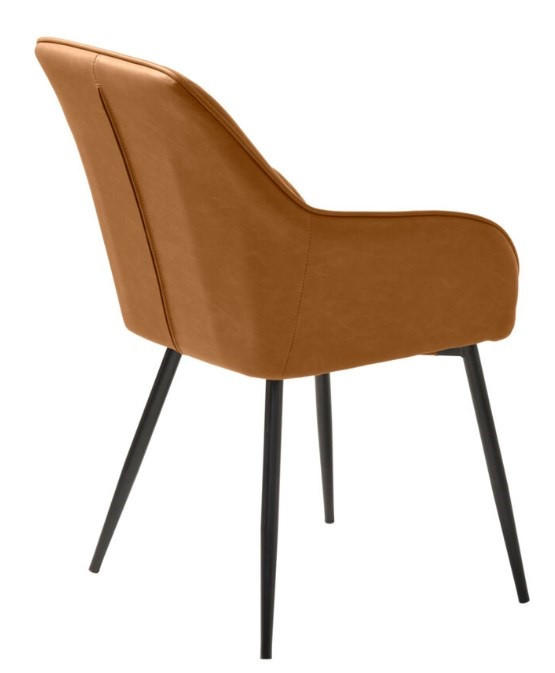 STOL MED ARMSTÖD läderimitation  - cognacfärgad/svart, Design, metall/textil (58/84/59,5cm) - Niels Andersson