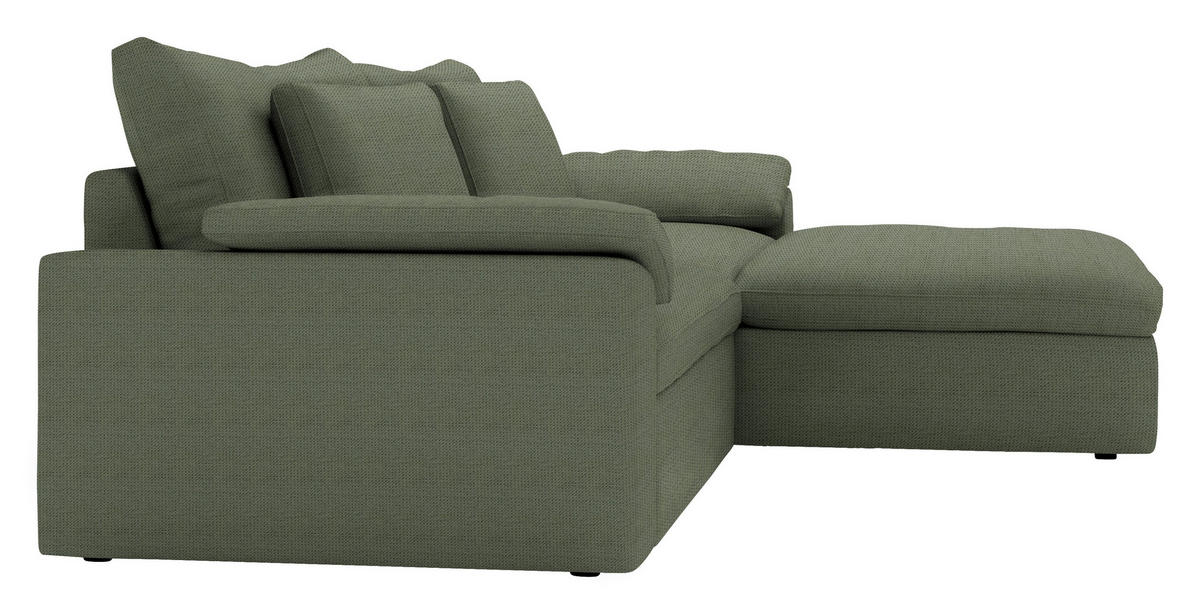 ECKSOFA  Chenille Dunkelgrün  - Dunkelgrün/Schwarz, Modern, Kunststoff/Textil (306/198cm) - Carryhome