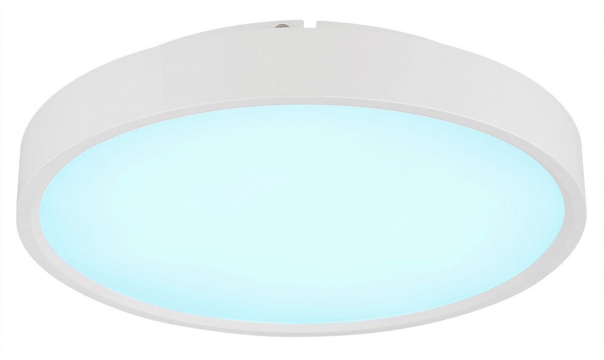 LED-DECKENLEUCHTE Jess 39/7,7 cm  - Opal/Weiß, Design, Kunststoff/Metall (39/7,7cm) - Globo
