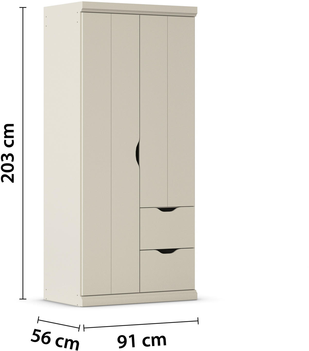 KLEIDERSCHRANK in Champagner  - Champagner, Basics, Holzwerkstoff (91/203/56cm) - Boxxx