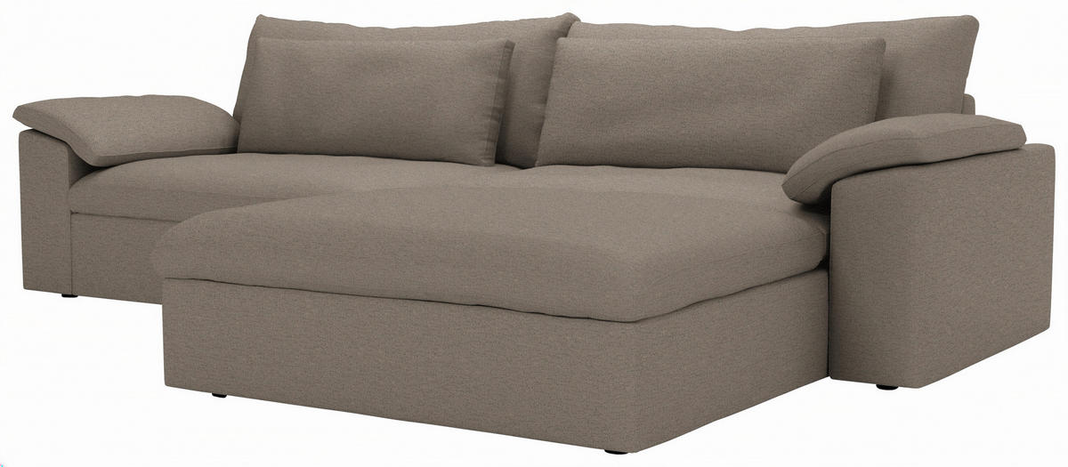 ECKSOFA Flachgewebe Greige  - Greige/Schwarz, Modern, Kunststoff/Textil (306/198cm) - Carryhome