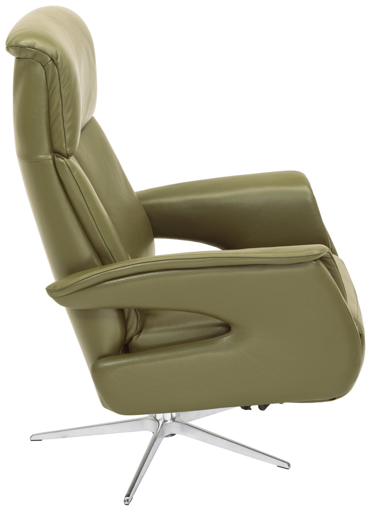 RELAXSESSEL in Leder Olivgrün  - Edelstahlfarben/Olivgrün, Design, Leder/Metall (78/106/88cm) - Welnova