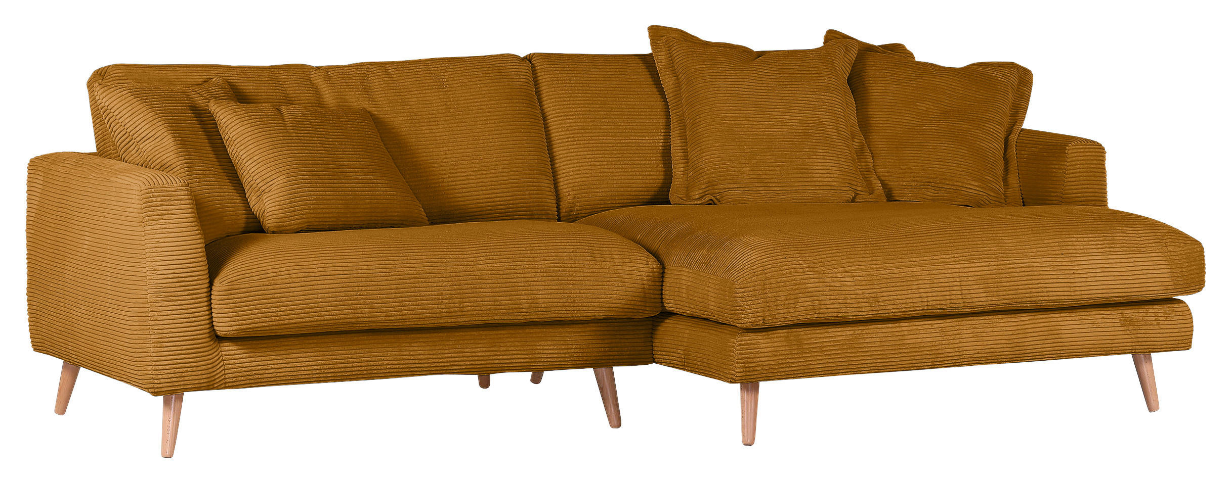 ECKSOFA in Cord Bernsteinfarben  - Bernsteinfarben/Naturfarben, Romantik / Landhaus, Holz/Textil (270/140cm) - Landscape