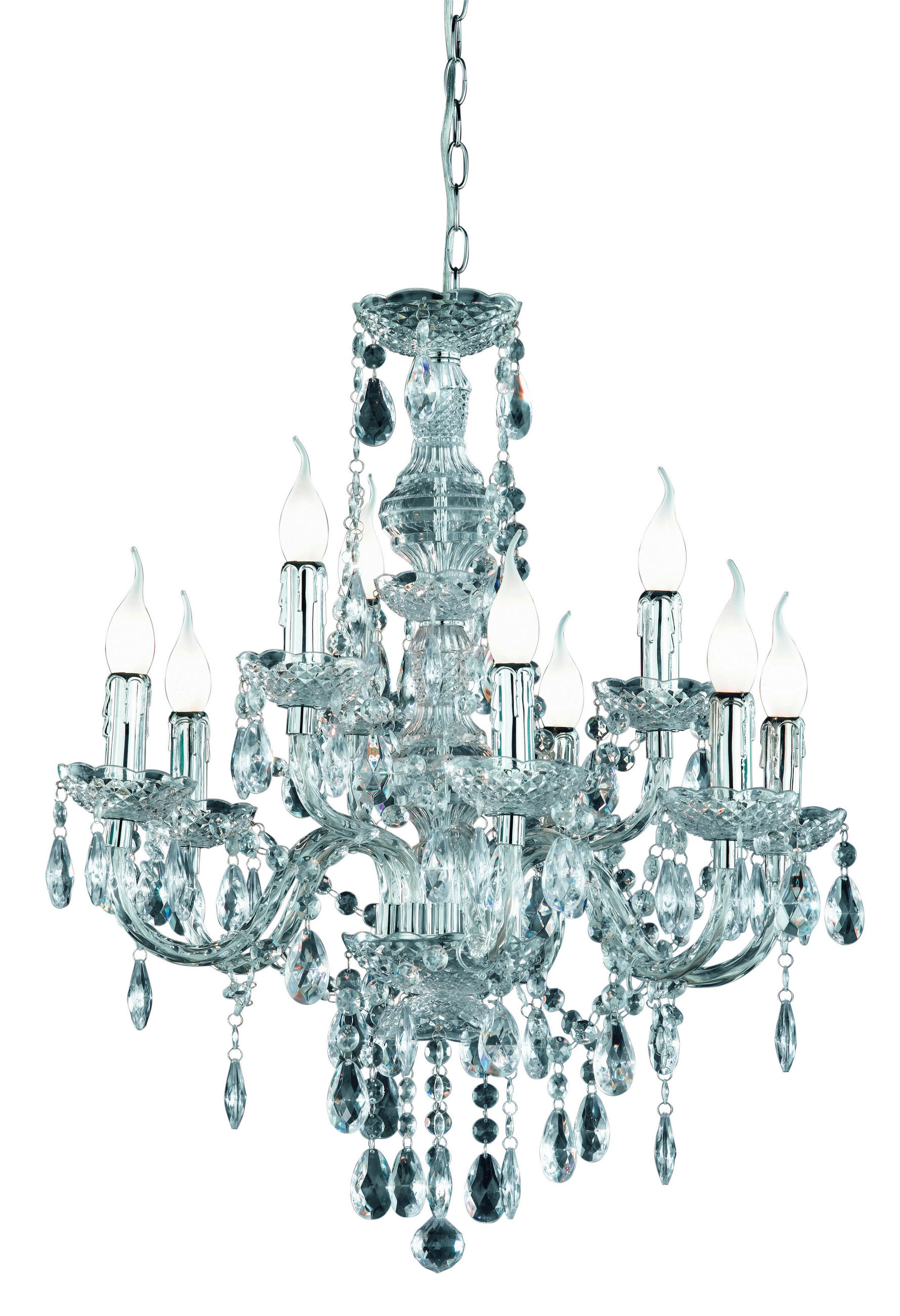 KRONLEUCHTER Lüster 61/192 cm  - Chromfarben/Transparent, KONVENTIONELL, Kunststoff/Metall (61/192cm) - Trio Leuchten