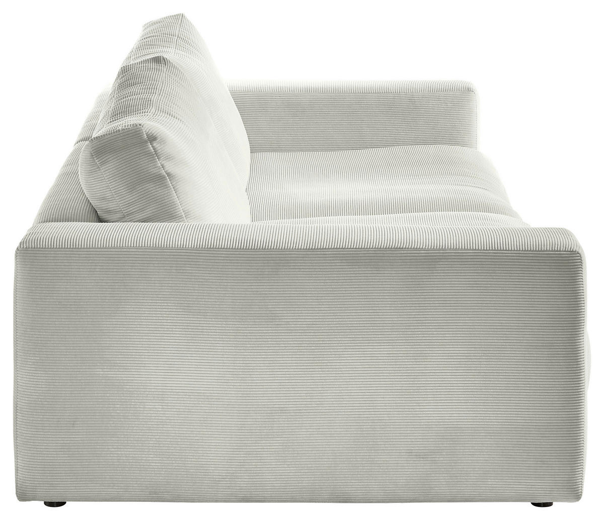 3-SITZER-SOFA in Cord Hellgrau  - Hellgrau/Schwarz, Design, Kunststoff/Textil (290/86/127cm) - Lomoco