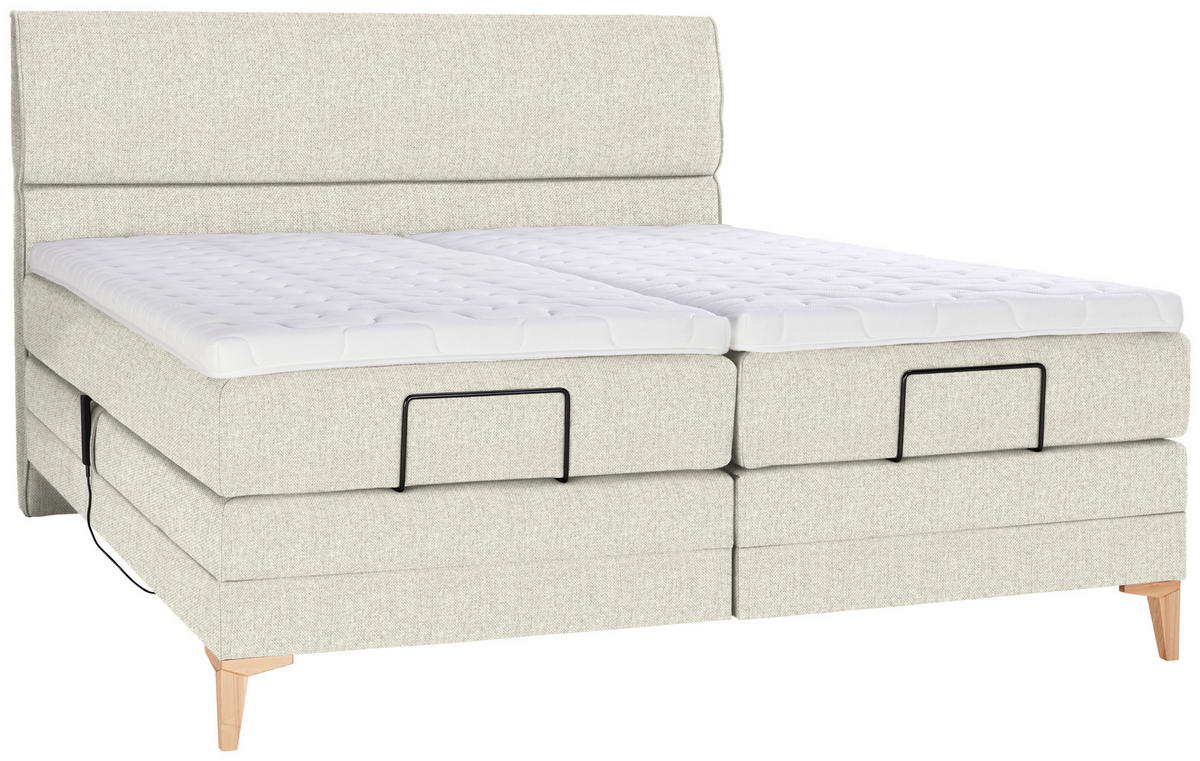 BOXSPRINGBETT 180/200 cm  in Creme  - Eichefarben/Creme, Konventionell, Holz/Textil (180/200cm) - Voleo
