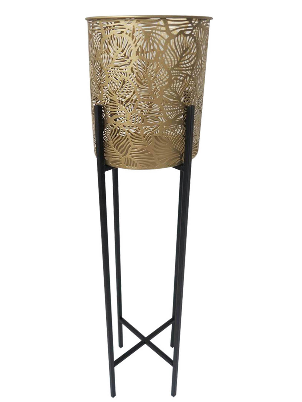BLUMENTOPF   - Goldfarben/Schwarz, LIFESTYLE, Metall (21,5/97,5cm) - Ambia Home