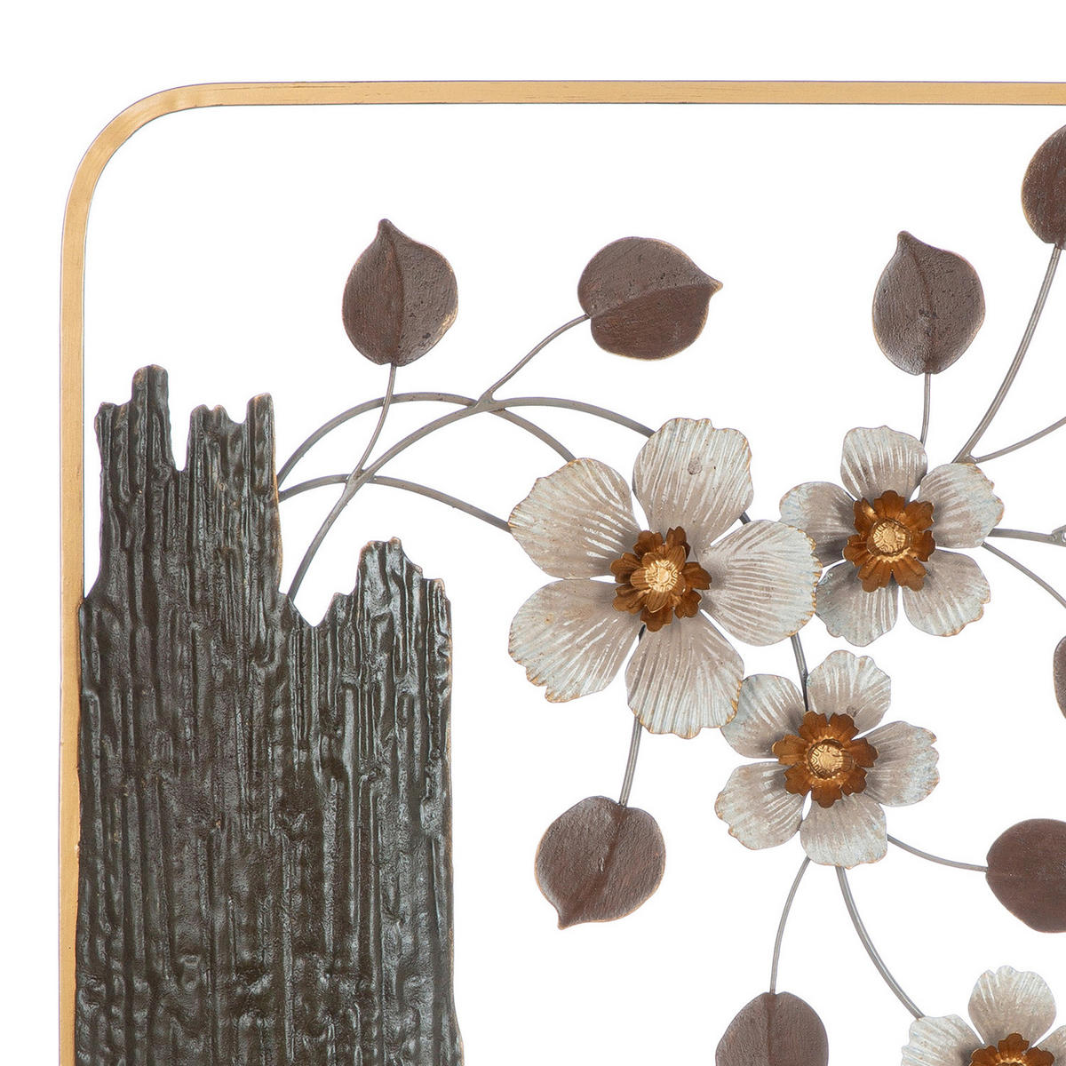 METALLBILD Blumen Braun, Goldfarben  - Goldfarben/Braun, Basics, Metall (50,5/50,5/3cm)
