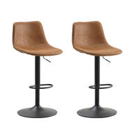 BARHOCKER-SET Mikrofaser Cognac Stahl  - Cognac/Schwarz, Basics, Textil/Metall (45/90/52cm) - MID.YOU