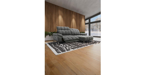 ECKSOFA in Chenille Dunkelgrau  - Dunkelgrau/Silberfarben, Design, Textil/Metall (266/105-178cm) - Xora