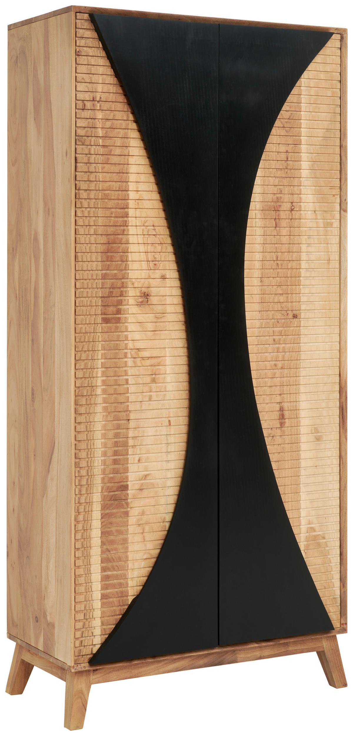 FÉLMAGAS SZEKRÉNY 80/185/42 cm  - akáciaszínű/fekete, Trend, fa (80/185/42cm) - Landscape