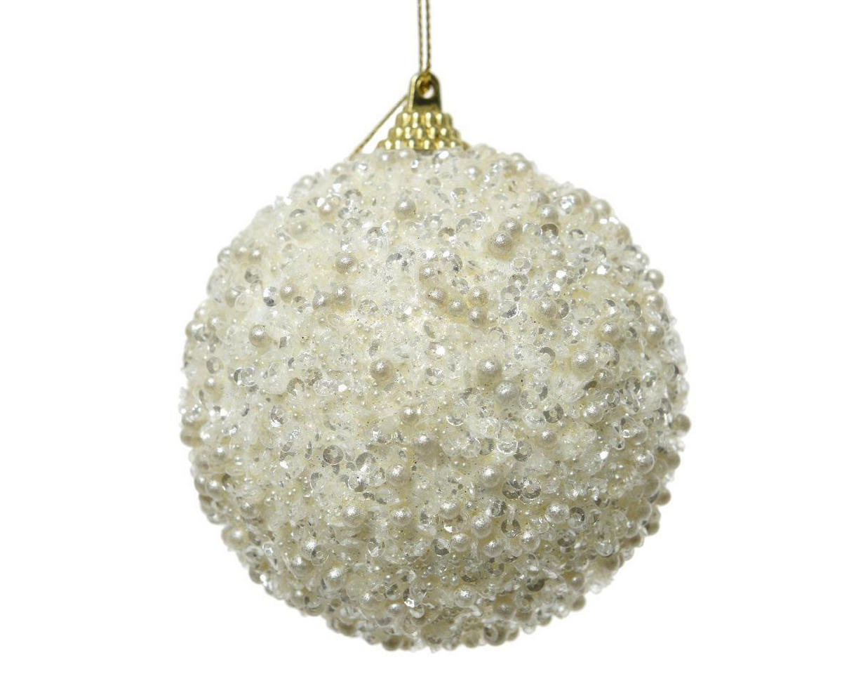 KROGLICA ZA BOŽIČNO JELKO - bela, Basics, umetna masa (8cm) - X-Mas