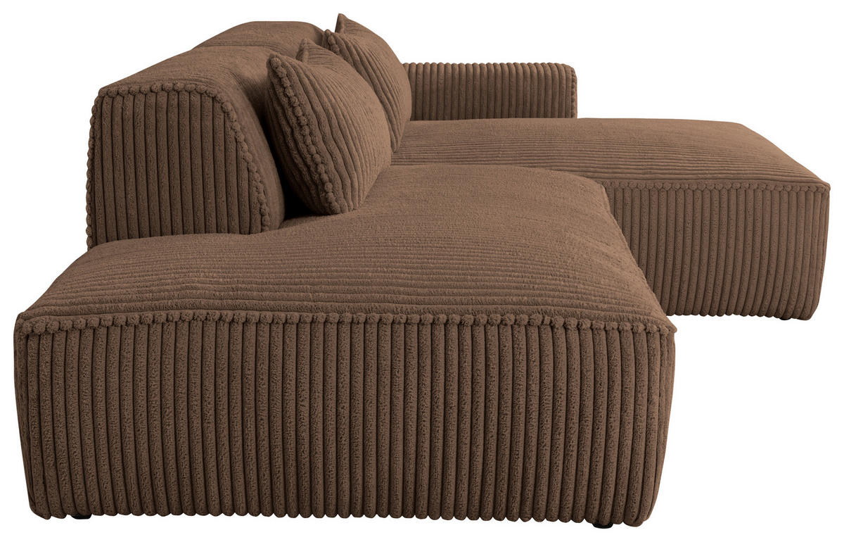 ECKSOFA Cord Braun  - Schwarz/Braun, Konventionell, Holzwerkstoff/Kunststoff (294/165cm) - Livetastic