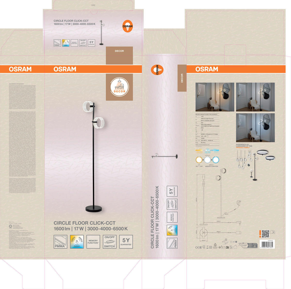 LED-STEHLEUCHTE 34/23/152,5 cm    - Schwarz, Design, Kunststoff (34/23/152,5cm) - Osram