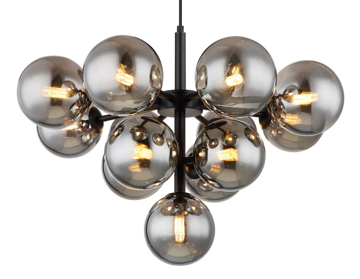 HÄNGELEUCHTE 56/120 cm    - Schwarz, Design, Glas/Metall (56/120cm) - Globo