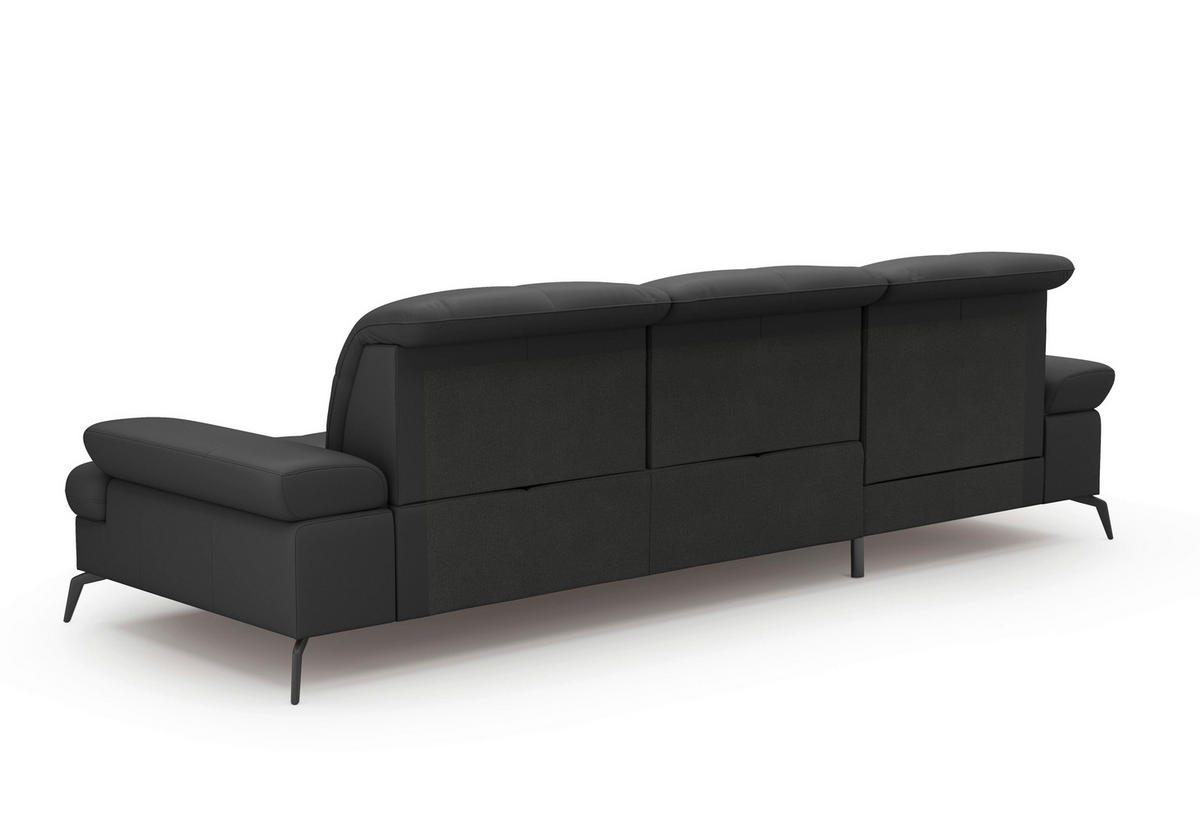 ECKSOFA in Echtleder Schwarz  - Schwarz, Konventionell, Leder/Metall (185/279cm) - Sit & More
