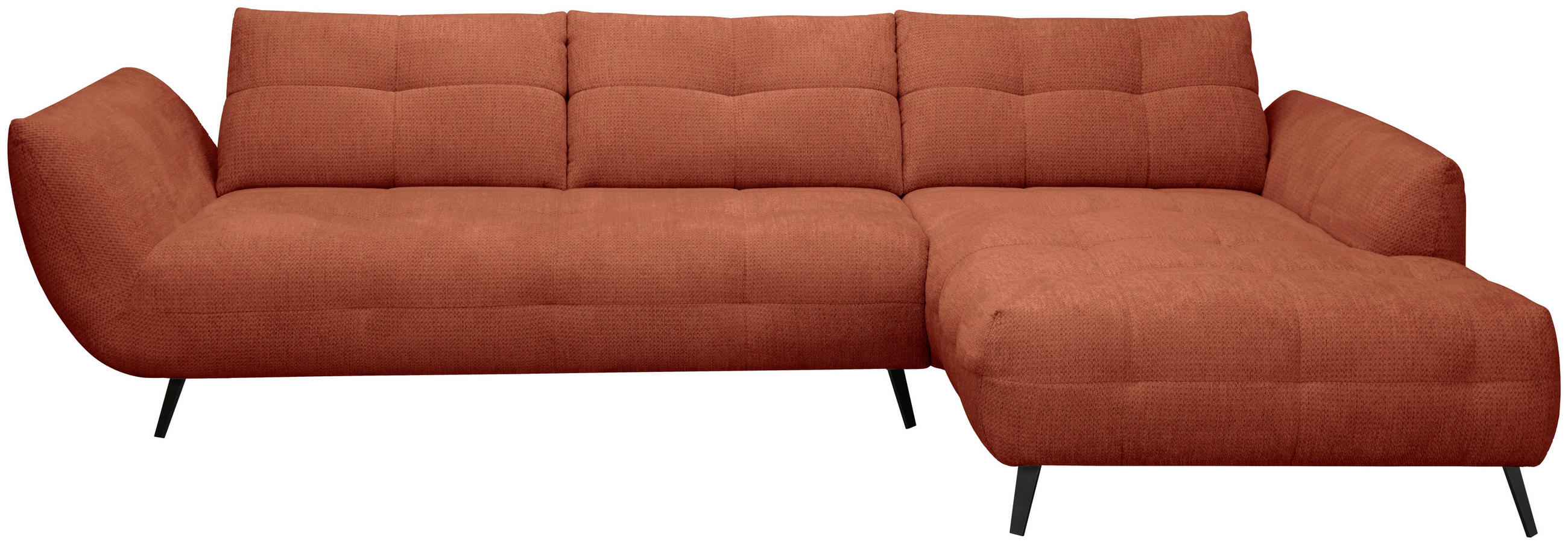 ECKSOFA Rostfarben Chenille Armlehnenkissen, Rücken echt, Sitztiefenverstellung  - Rostfarben/Schwarz, KONVENTIONELL, Textil/Metall (313/215cm) - Hom`in