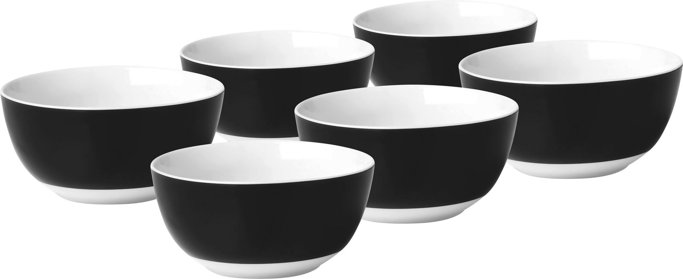 Müslischalenset Schwarz Weiß 6-Teilig D: 14 Cm
