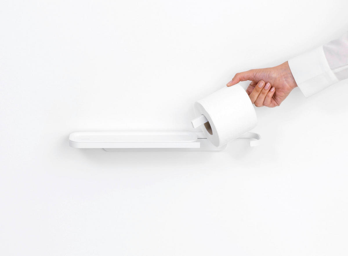 DRŽALO ZA TOALETNI PAPIR - bela, Basics, kovina (42.1/4.4/8.9cm) - Brabantia