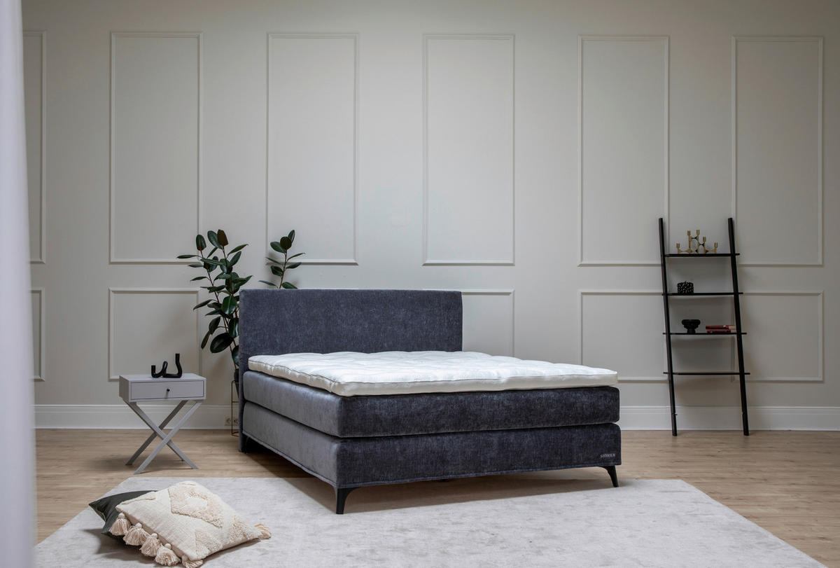 BOXSPRINGBETT 180/200 cm  in Anthrazit  - Anthrazit/Schwarz, Konventionell, Holz/Textil (180/200cm) - Sjöholm