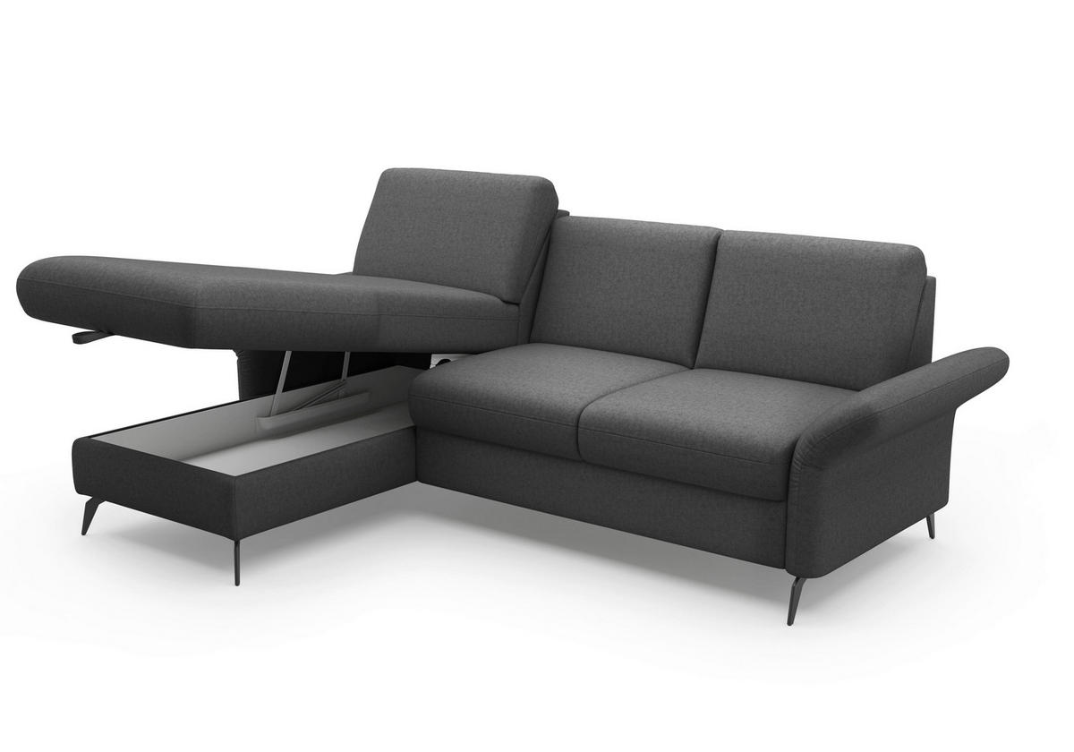 ECKSOFA ROCHELLE E Dunkelgrau Flachgewebe  - Dunkelgrau/Schwarz, KONVENTIONELL, Textil/Metall (164/251cm) - Sit & More