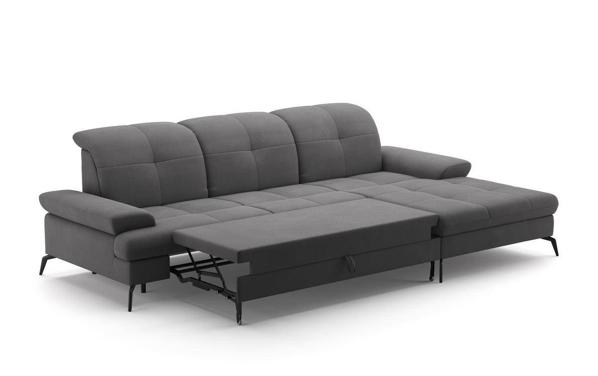 CANAPÉ D'ANGLE in Flachgewebe Grau  - Schwarz/Grau, Konventionell, Textil/Metall (279/185cm) - Sit & More