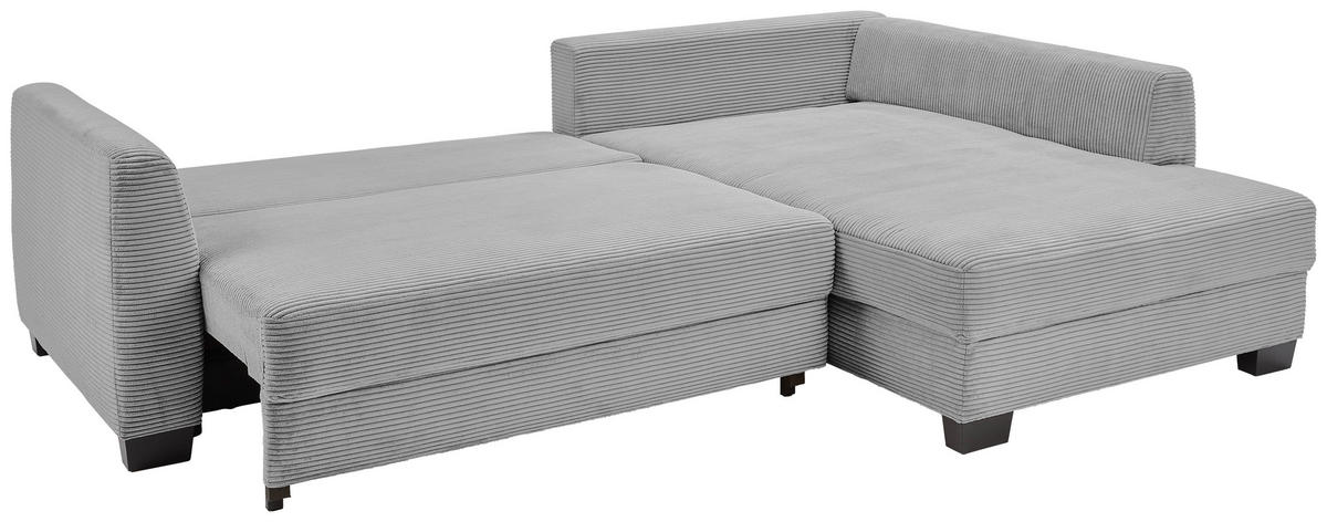 ECKSOFA in Cord Hellgrau  - Hellgrau/Schwarz, Konventionell, Holz/Textil (267/181cm) - Carryhome