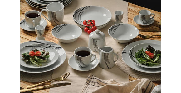 KOMBISERVICE Roma 62-teilig  - Schwarz/Weiß, Basics, Keramik - Novel