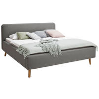 ČALOUNĚNÁ POSTEL, 180/200 cm, světle šedá - barvy dubu/světle šedá, Design, dřevo/textil (180/200cm) - Livetastic