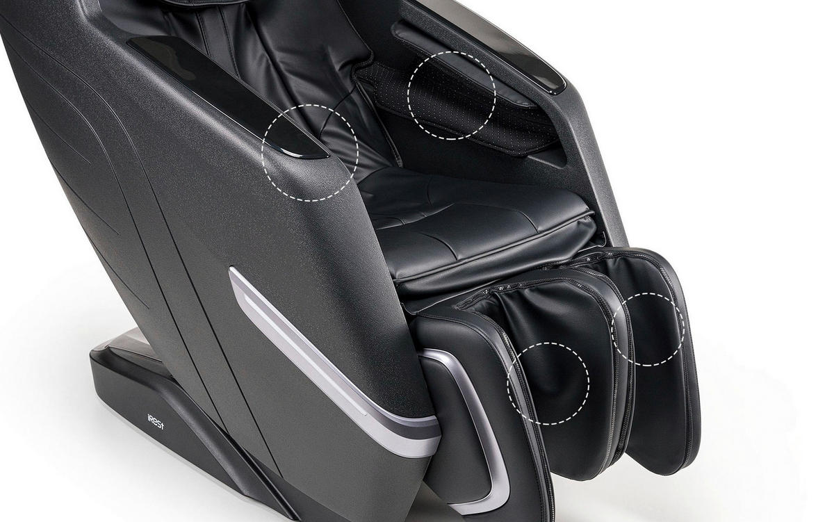 MASSAGESESSEL  mit Lederlook Schwarz integrierte Lautsprecher, Relaxfunktion, Liegefunktion, Netzbetrieb, Massagefunktion, Herz-Waage-Funktion, abwischbar, Bluetooth-Lautsprecher, Rückenlehne in S-Form  - Schwarz, KONVENTIONELL, Kunststoff/Textil (76/115/155-168cm) - Welnova