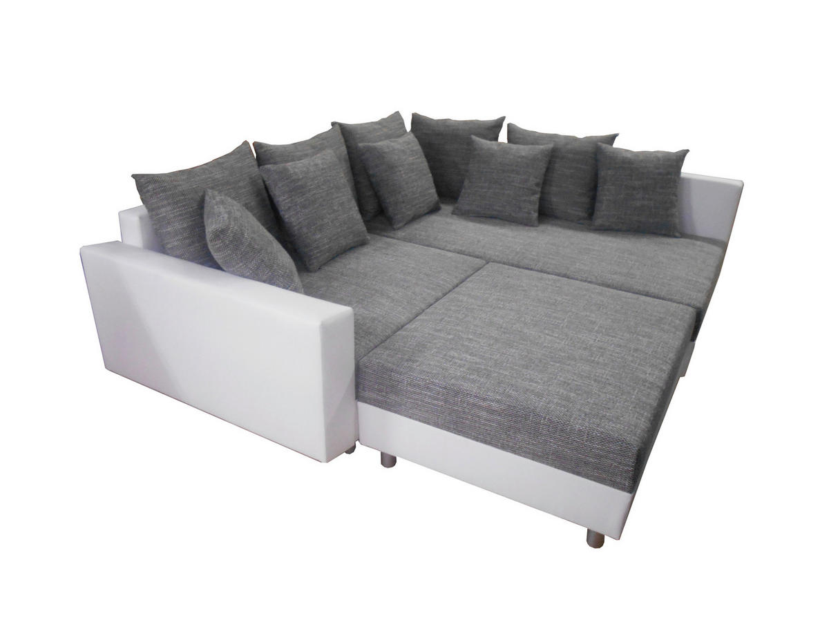 ECKSOFA inkl. Hocker tekstil  siva   - bijela/siva, Design, tekstil/plastika (215/185cm) - Livetastic