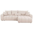 ECKSOFA in Velours Creme  - Creme/Schwarz, KONVENTIONELL, Kunststoff/Textil (298/168cm) - Carryhome