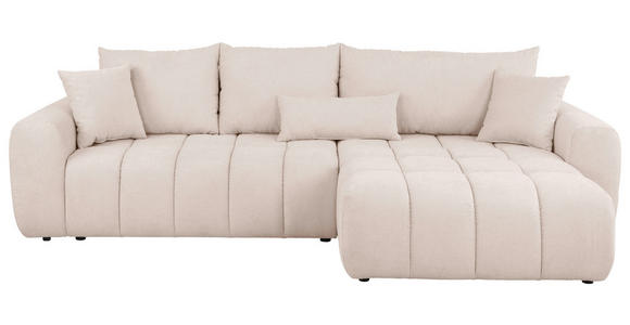 ECKSOFA in Velours Creme - Creme/Schwarz, KONVENTIONELL, Kunststoff/Textil (298/168cm) - Carryhome