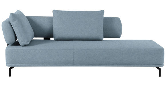 RÉCAMIERE Palio in Flachgewebe Hellgrau, Hellblau  - Hellgrau/Schwarz, Design, Textil/Metall (225/80/98cm) - Dieter Knoll