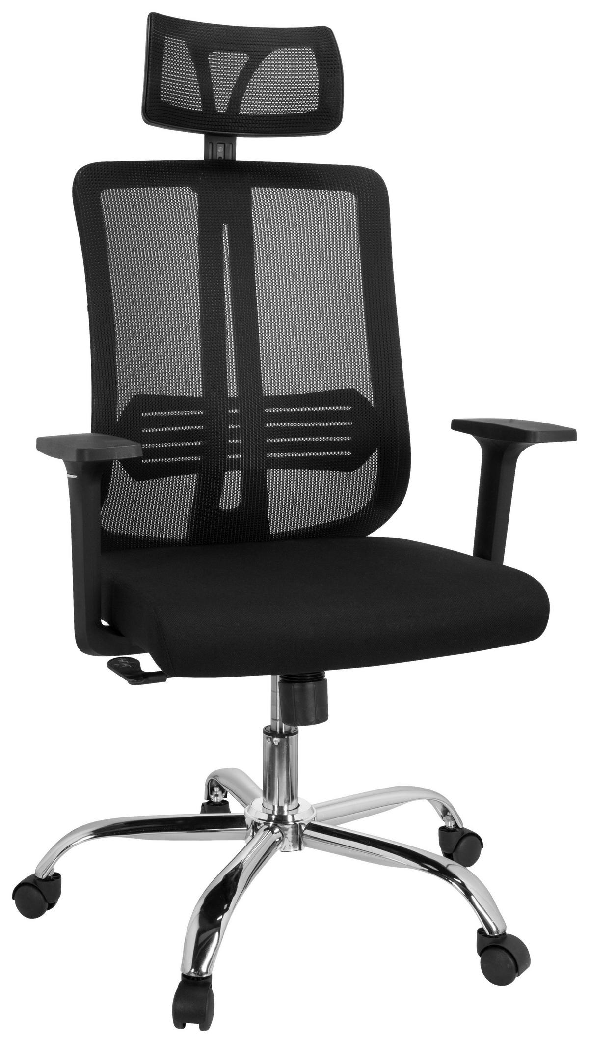 DREHSTUHL  in Flachgewebe, Netzbespannung Schwarz  - Silberfarben/Schwarz, Basics, Kunststoff/Textil (66/102/59cm) - MID.YOU