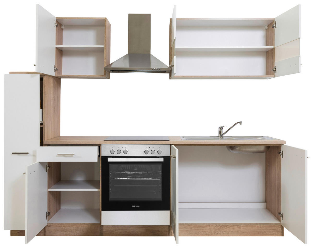 MODULKÖK 240 cm   i vit  - stålfärgad/vit, Basics, metall/trämaterial (240cm) - Respekta
