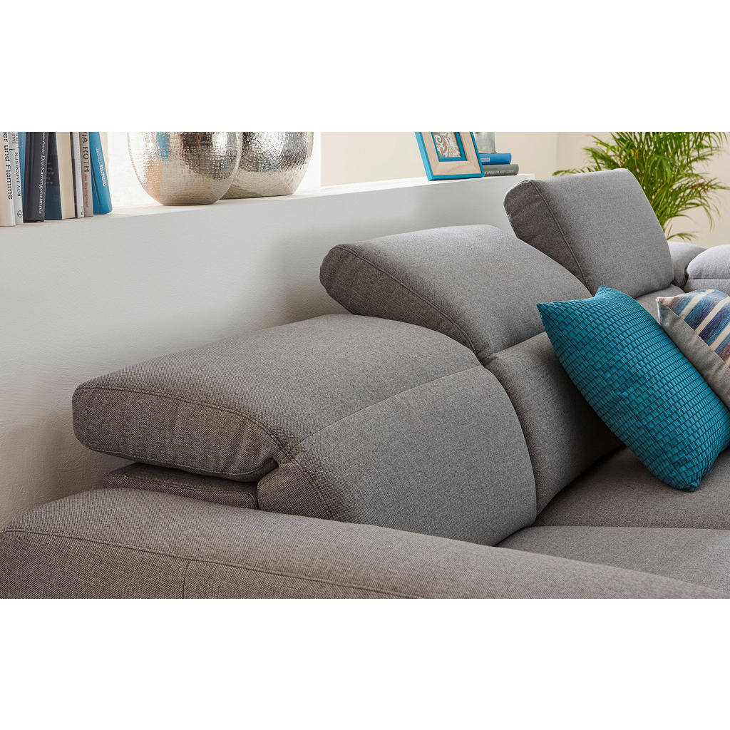 Thumbnail - Pure Home Lifestyle Ecksofa, Grau, Textil, Uni, 4-Sitzer, Ottomane links, L-Form, 290x238 cm, Goldenes M, Dgm, Typenausw...