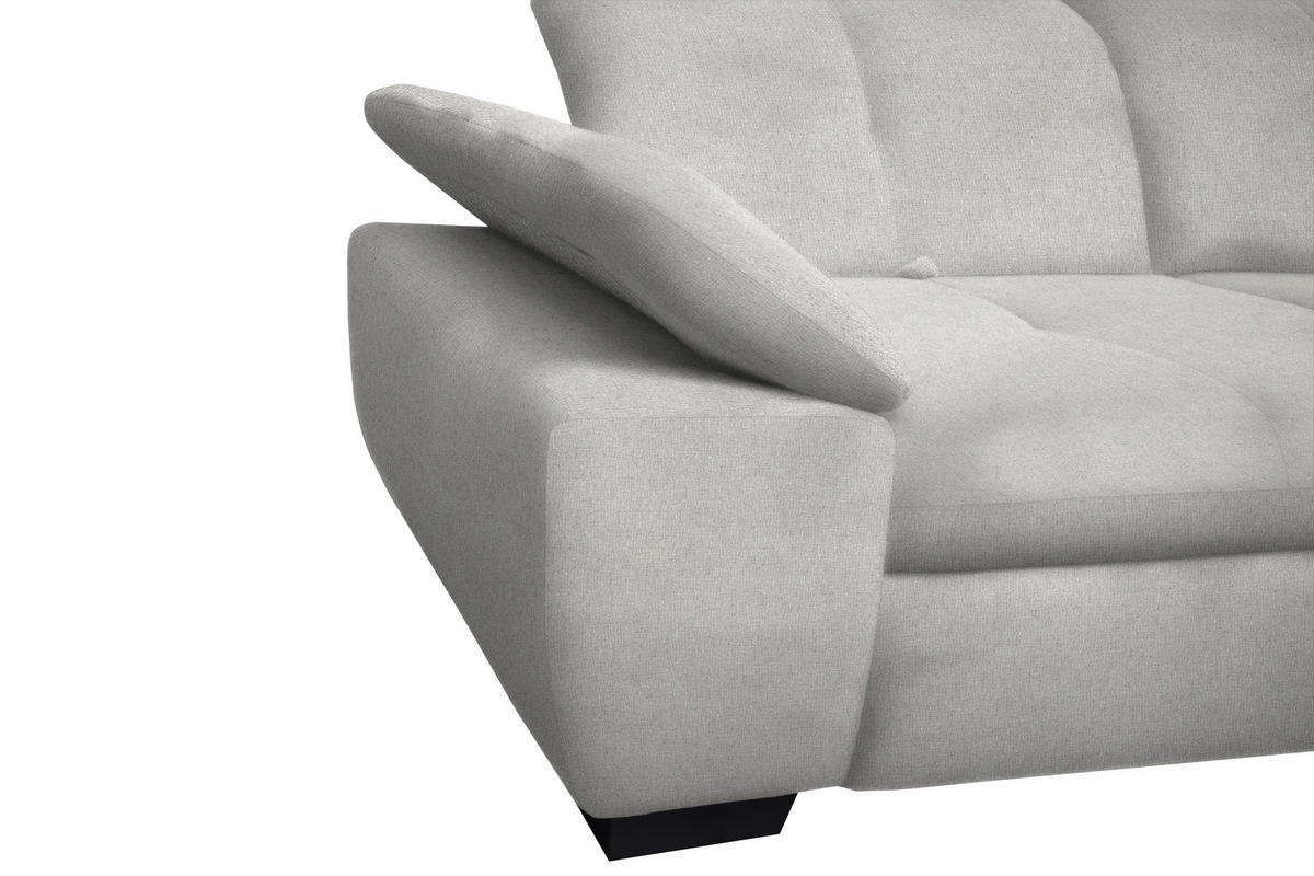 ECKSOFA Hellgrau Flachgewebe  - Hellgrau/Schwarz, Design, Textil/Metall (242/313cm) - Xora